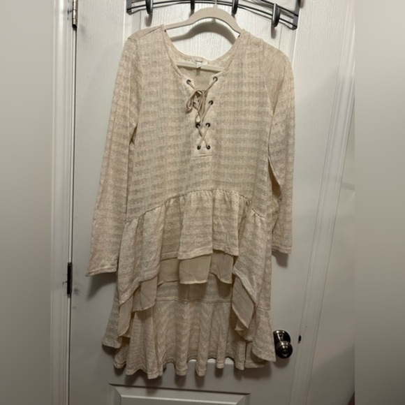 NWT Maurice’s pointelle high low‎ lace up duster top size 1X cream boho - Picture 16 of 16